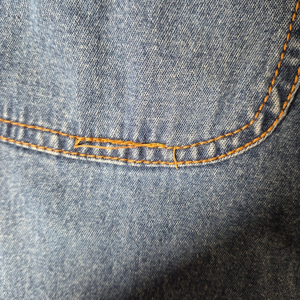 Wrangler Denim Button Down Shirt Mens XXL Blue Short Sleeve Authentic Western - Picture 5 of 10